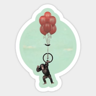 Unicycle monkey and balloons 02 Sticker